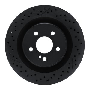 Mercedes-Benz C63 AMG Brake Rotor (1) - Rear - R1 Concepts - Drilled & Slotted - Black - `08-`15